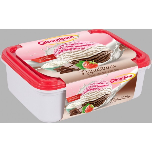 SORVETE QBOMBOM POTE 2L NAPOLITANO 1 X 2L