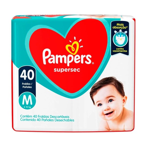 FRALDA PAMPERS SUPERSEC MEGA M 40UN 