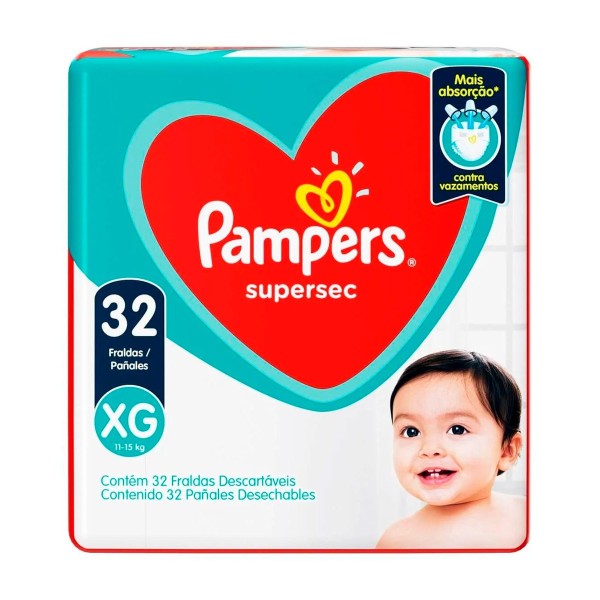 FRALDA PAMPERS SUPERSEC MEGA XG 32UN 