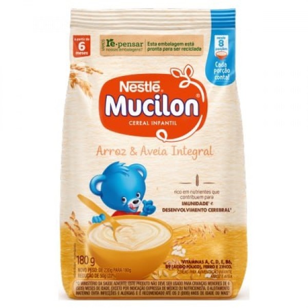 MUCILON 180G ARROZ E AVEIA SACHE (12) 1 X 180G