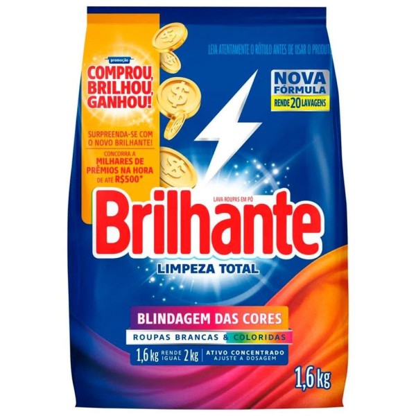 DETERG PO BRILHANTE 1,6KG LIMP TOTAL GRATIS 150G 1 X 1,6KG