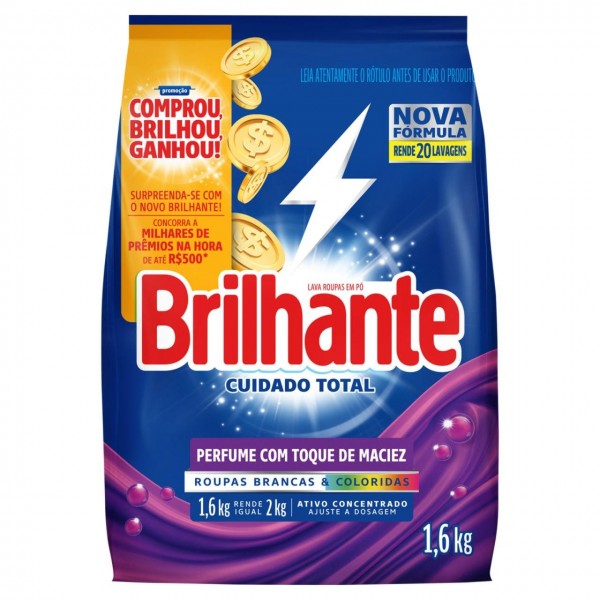 DETERG PO BRILHANTE 1,6KG CUIDADO TOTAL (7) 1 X 1,6KG