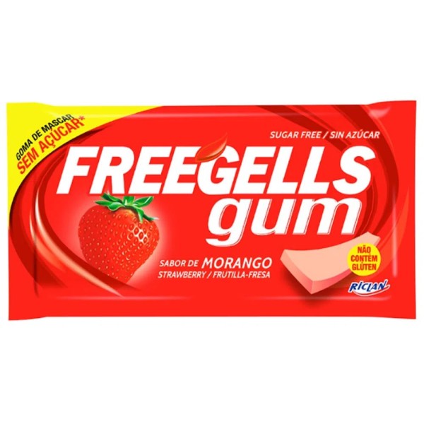 CHICLE FREEGELLS GUM 8G MORANGO (15) 1 X 1UN