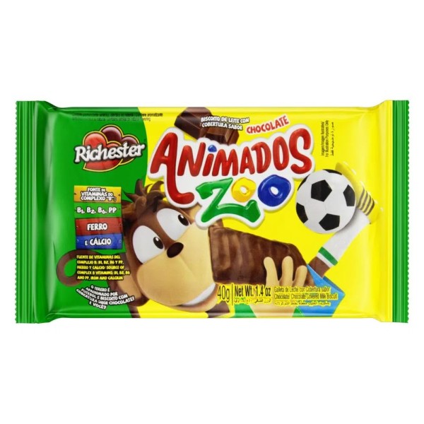 BISCOITO RICHESTER ANIMA ZOO 40G LEITE C  CHOC