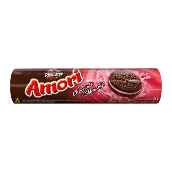 BISCOITO RICHESTER AMORI 125G CHOC MORANGO 