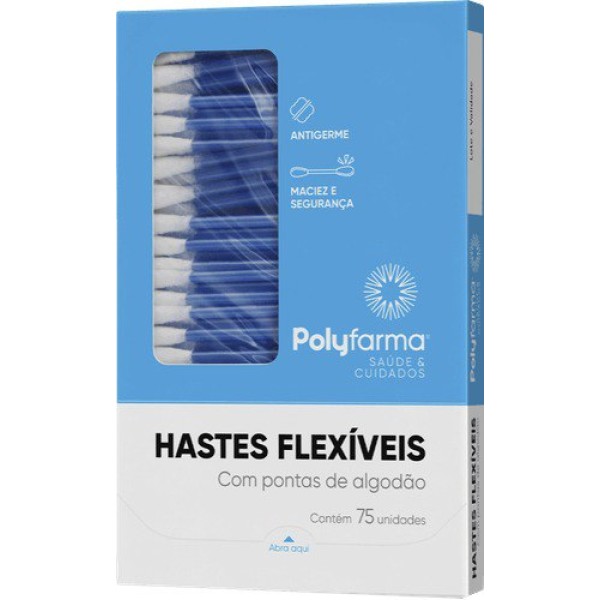 HASTES FLEXIVEIS POLYFARMA 75UND POTE 1 X 75UN