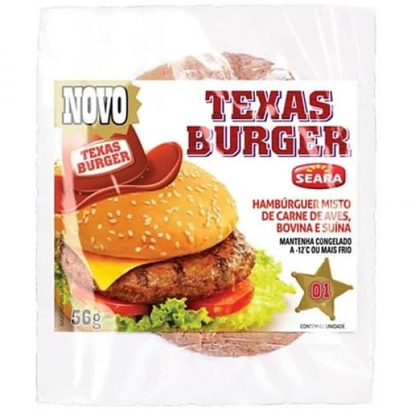 HAMBURGUER SEARA TEXAS BURGUER 56G(36) 1 X 56G