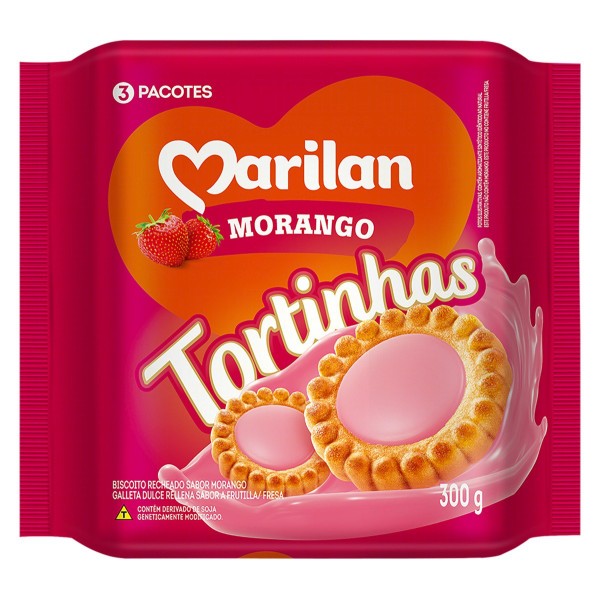 BISCOITO MARILAN TORTINHA 300G MORANGO 