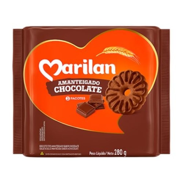 BISCOITO MARILAN 280G AMANTEIGADO CHOCOLATE
