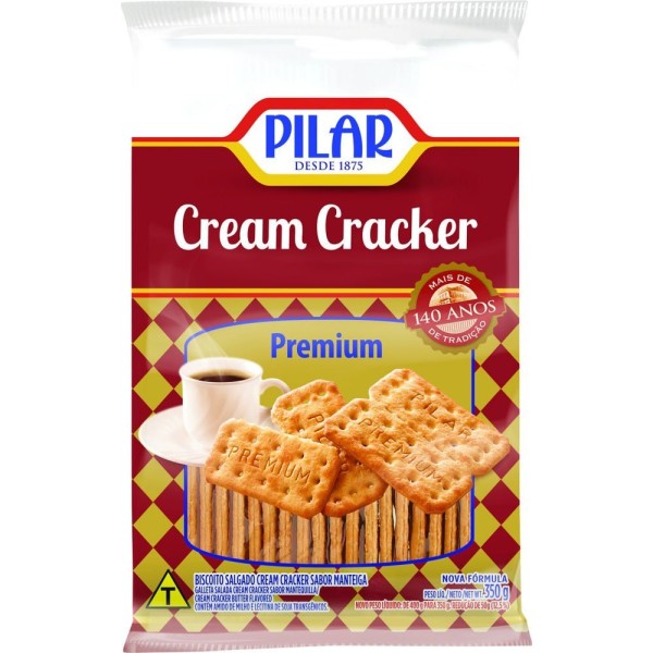 BISCOITO PILAR C CRACKER 350G PREMIUM 