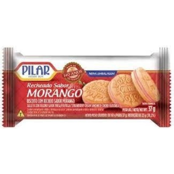 BISCOITO PILAR RECHEADO 37G MORANGO