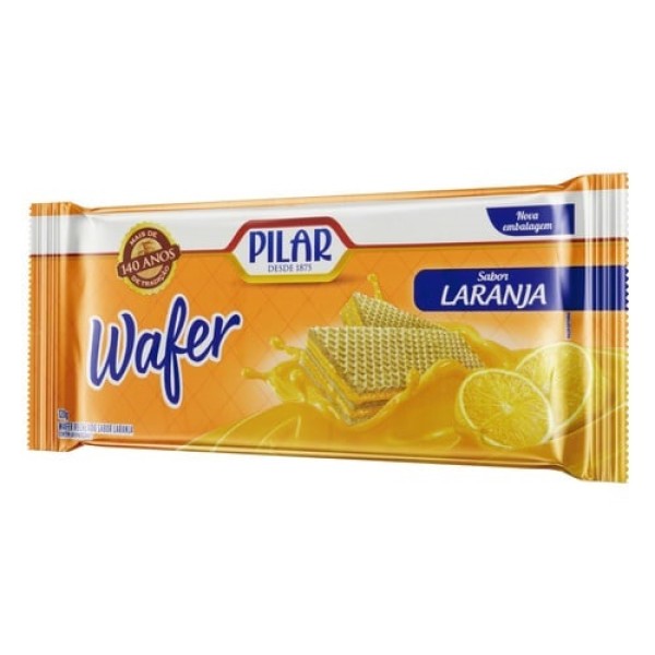 BISCOITO PILAR WAFER 80G LARANJA 