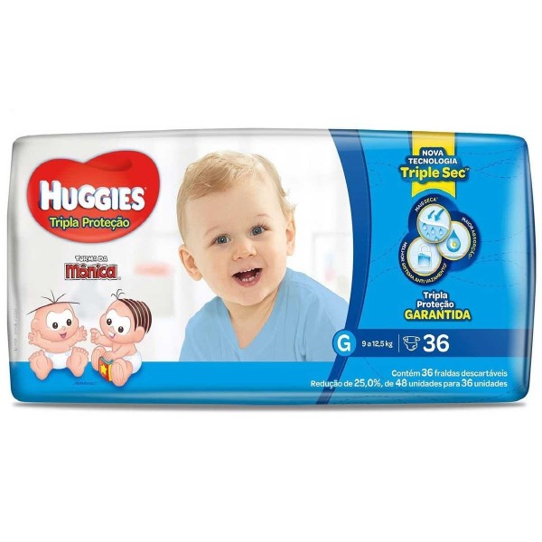 FRALDA TM HUGGIES TRIPLA PROT MEGA G 36UN 1 X 36UN