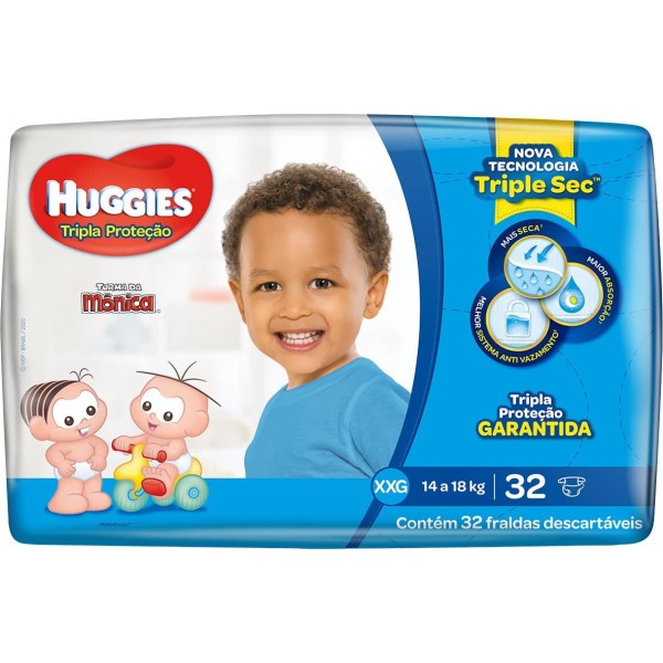 FRALDA TM HUGGIES TRIPLA PROT MEGA XXG 32UN 1 X 32UN