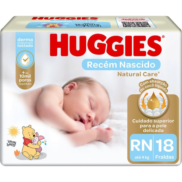 FRALDA TM HUGGIES NATURAL CARE JUMBO RN 18UN