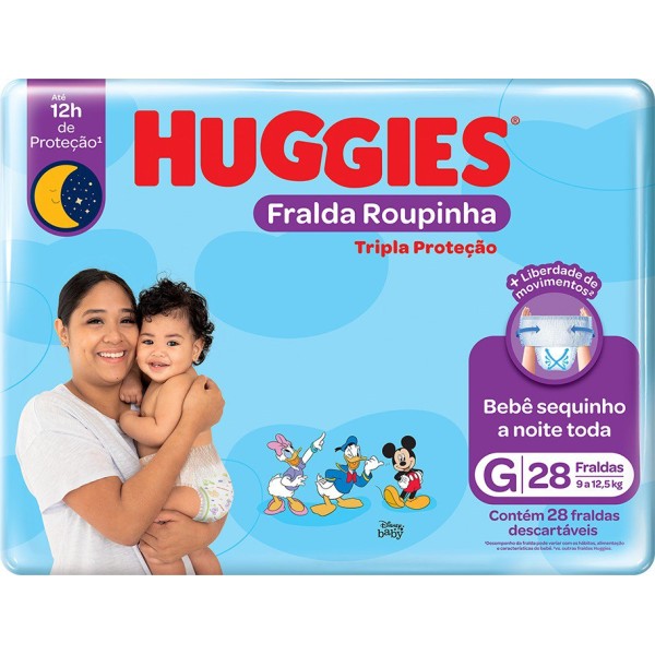 FRALDA HUGGIES TRIPLA PROT MEGA ROUPINHA G 28UN  