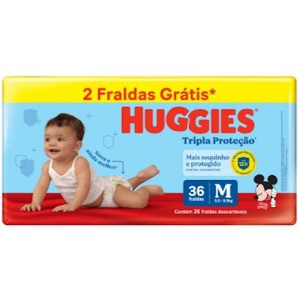 FRALDA HUGGIES TRIPLA PROT MEGA  M LV36 PG34UN 