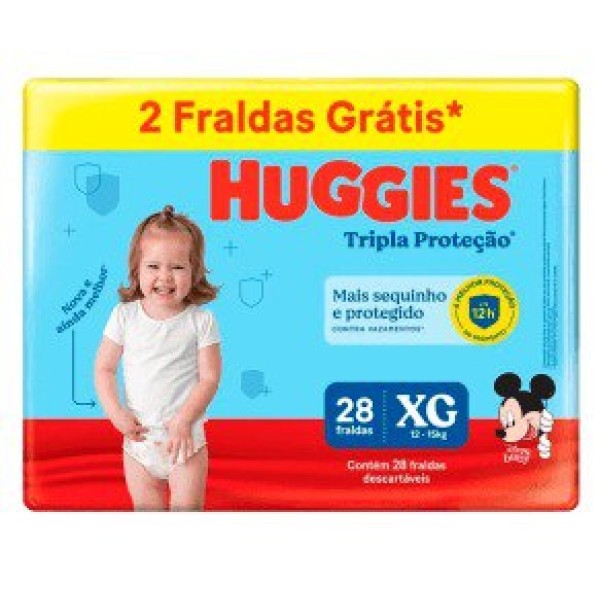 FRALDA HUGGIES TRIPLA PROT MEGA  XG L28P26 