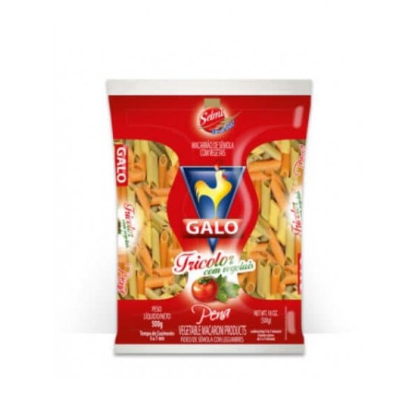 MACARRAO GALO VERM 500G PENE TRICOLOR 