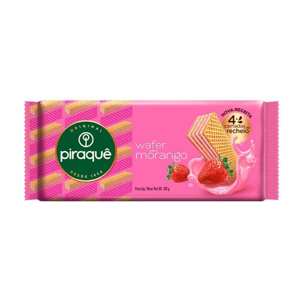 BISCOITO PIRAQUE WAFER 100G MORANGO