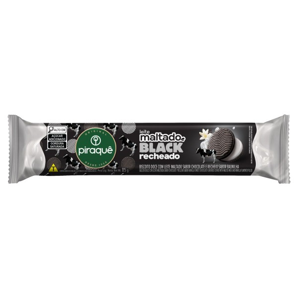 BISCOITO PIRAQUE 85G MALTADO BLACK C/BAUNILHA  