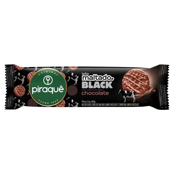 BISCOITO PIRAQUE 80G MALTADO BLACK CHOCOLATE