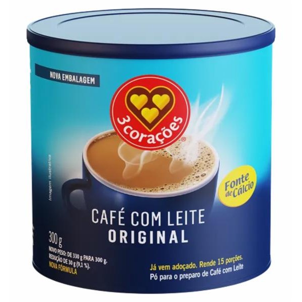 CAFE C LEITE 3 CORACOES 300G LATA 1 X 300G