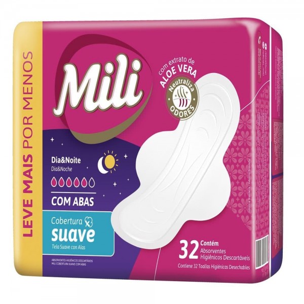 ABSORVENTE MILI 32UN DIA E NOITE SUAVE C ABAS 1300