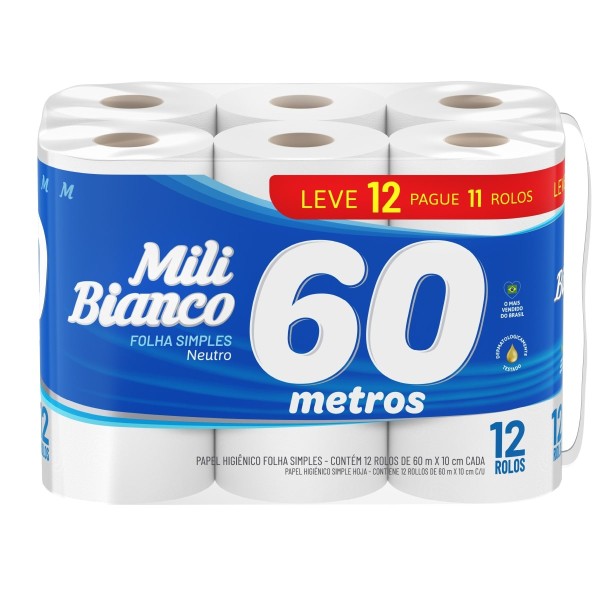 PAPEL HIG MILI BIANC NEUTRO 60MTS 12RL 576(8)