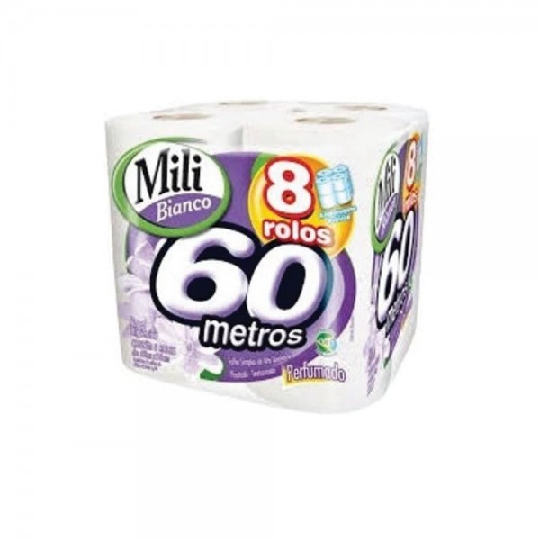 PAPEL HIGIENICO MILI BIANCO PERFUMADO 8RL 60MTS
