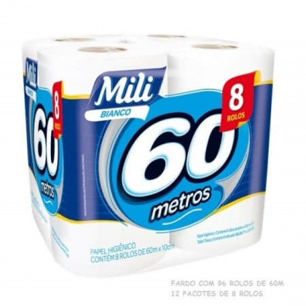 PAPEL HIG MILI BIANCO NEUT 8RL 60MTS 838(12) 1 X 8RL