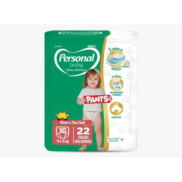 FRALDA PERSONAL BABY PROT PANTS JUMBO XG 22 UN