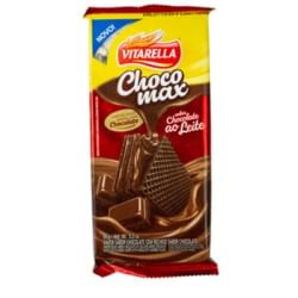 BISCOITO VITARELLA WAFER CHOCOMAX 90G CHOC AO LEI