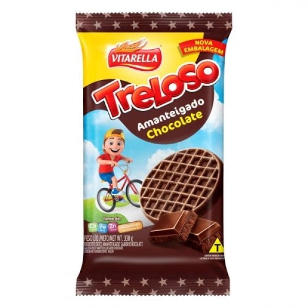 BISCOITO TRELOSO 330G AMANTEIGADO CHOCOLATE 