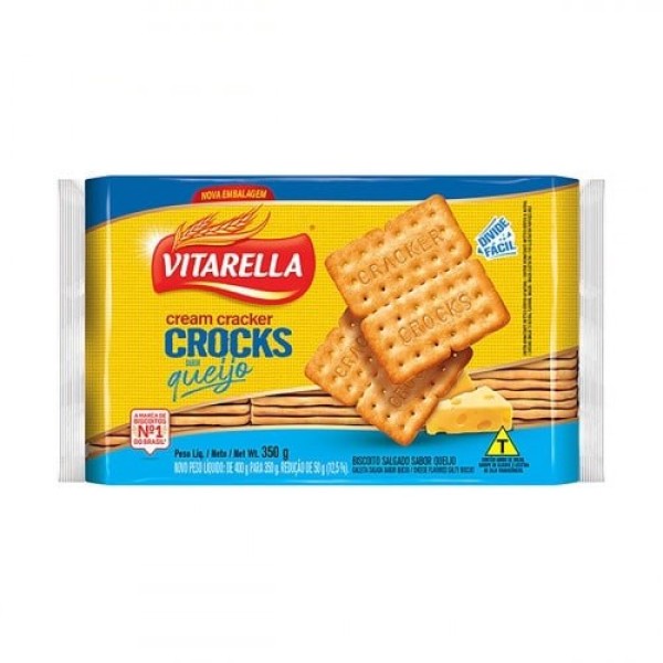 BISCOITO VITARELLA 350G CC CROCKS QUEIJO 