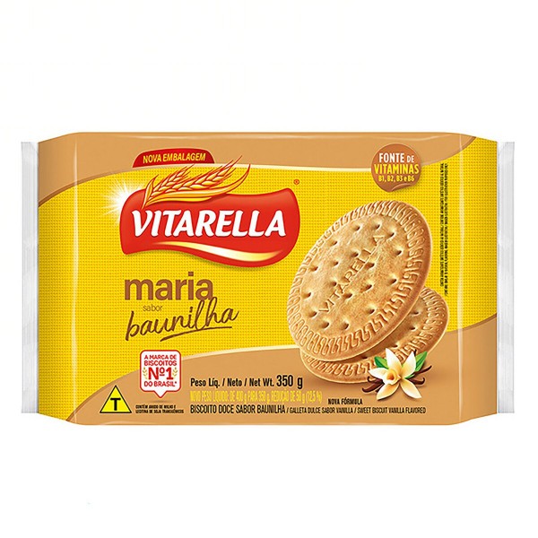 BISCOITO VITARELLA 350G MARIA BAUNILHA 