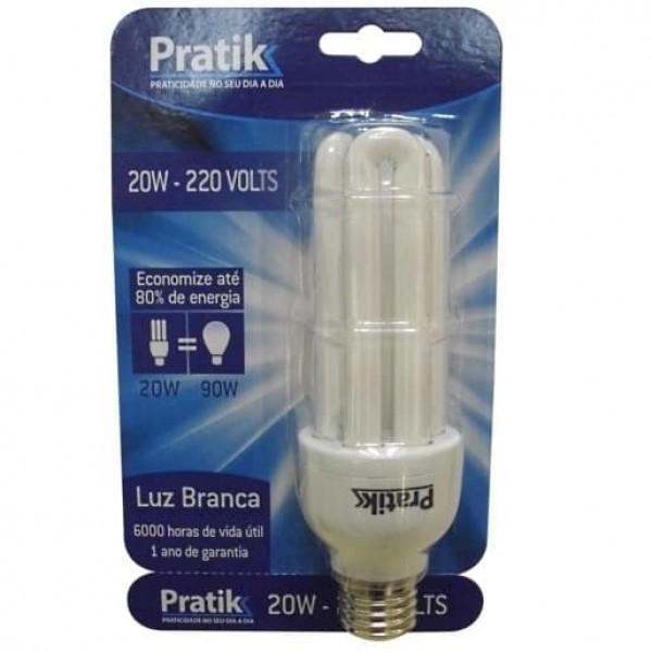 LAMPADA PRATIK ELETRONICA TA 3U 20W 220W BRANCA 1 X 1UN