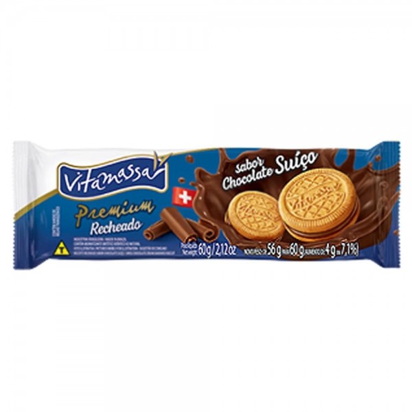 BISCOITO VITAMASSA PREMIUM 60G CHOC SUICO 