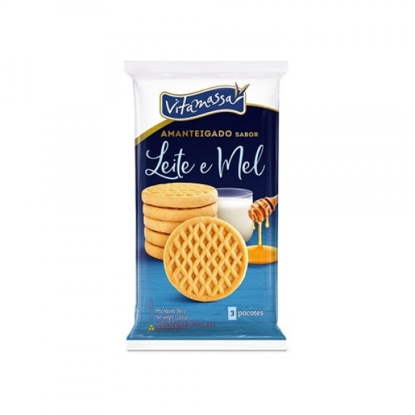 BISCOITO VITAMASSA 360G AMANT LEITE E MEL