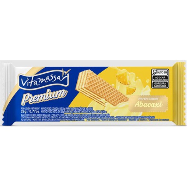 BISCOITO VITAMASSA WAFER 26G ABACAXI 