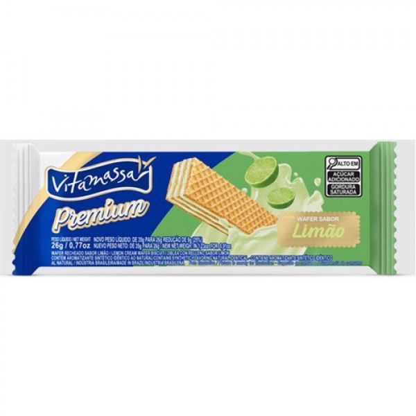 BISCOITO VITAMASSA WAFER 26G LIMAO  