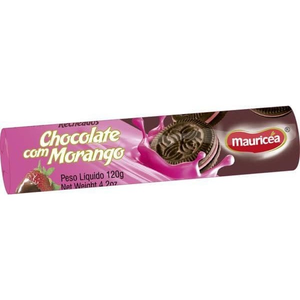 BISCOITO MAURICEA 120G CHOCO C MORANGO 